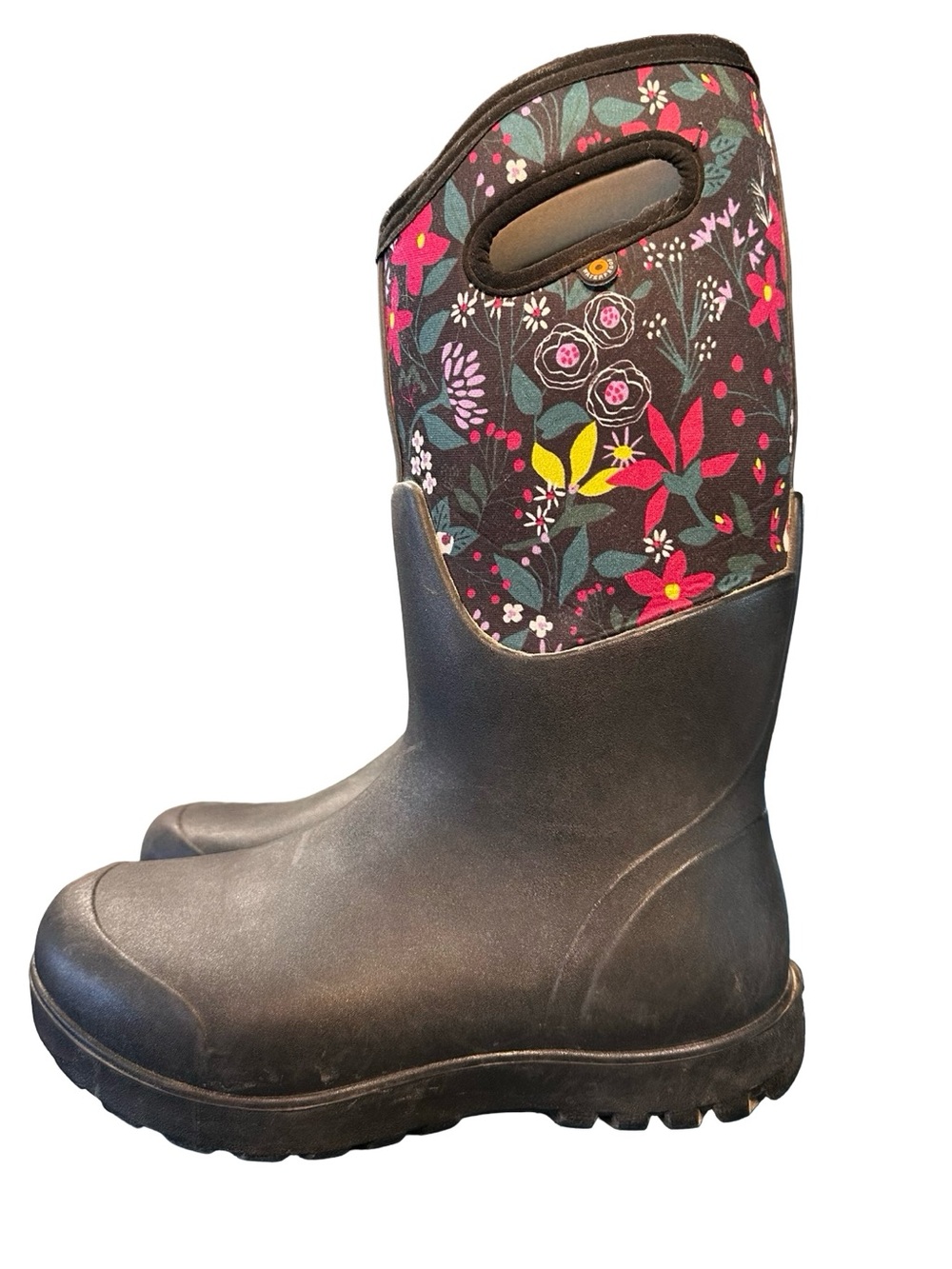 BOGS Floral Pull On Waterproof Rain Snow Boots Size 7 Everdry Neo Tech Chore